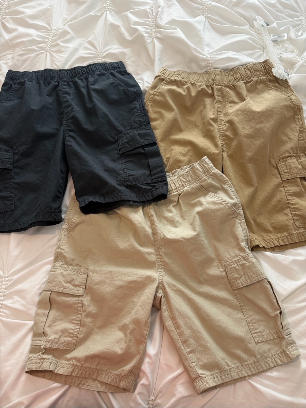 The Children's Place 3-Pack Cargo Shorts in Black, Khaki, and Beige